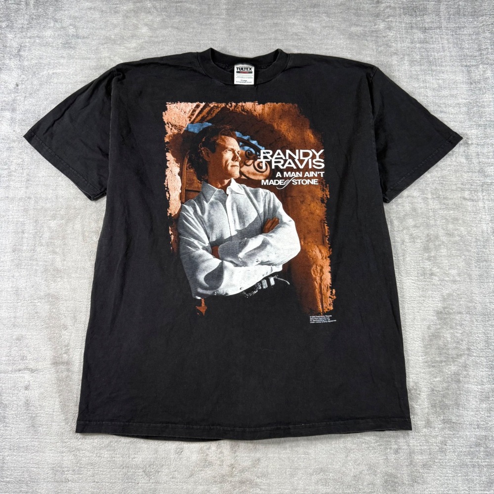 Randy Travis Shirt Mens XL Black Vintage Tour 2000 A Man Aint Made Of Stone